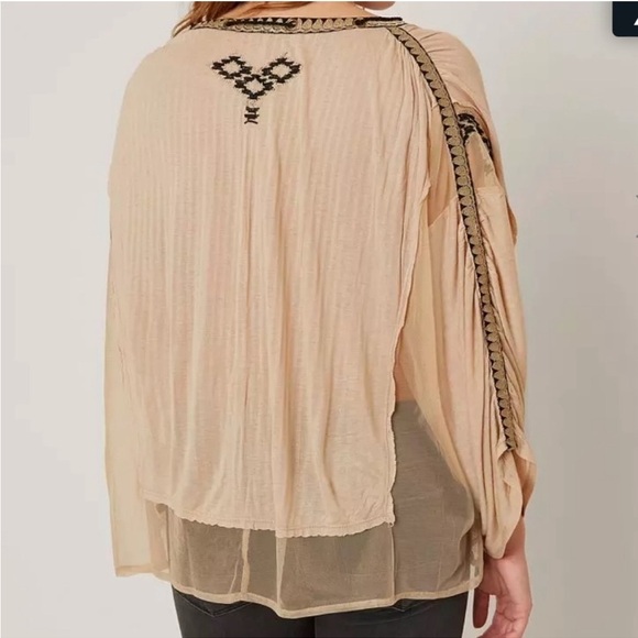 Free People Eden Beige Long Sleeve Top M - Picture 2 of 4